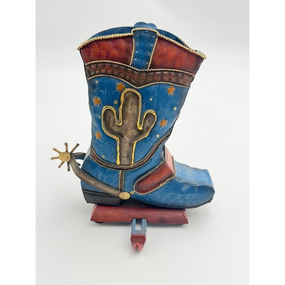 Other - Cowboy  Christmas Boot Stocking Holder Metal Cactus Spur Rustic Western Decor
